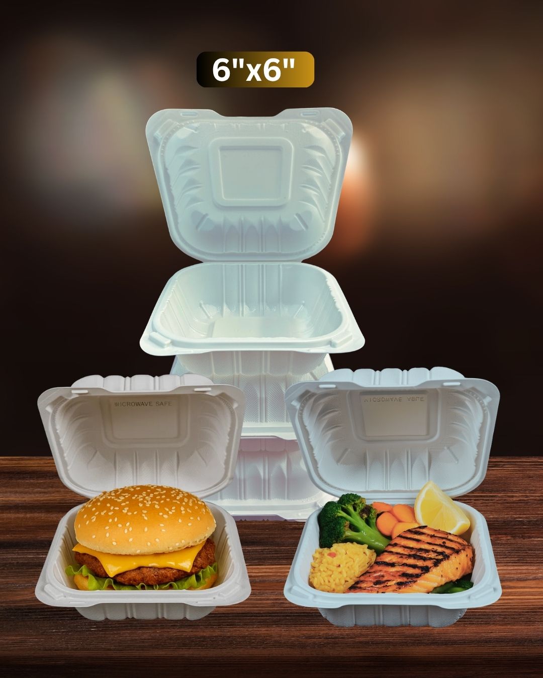 6x6 MFPP Takeout Containers 1 Compartment Dual Lock