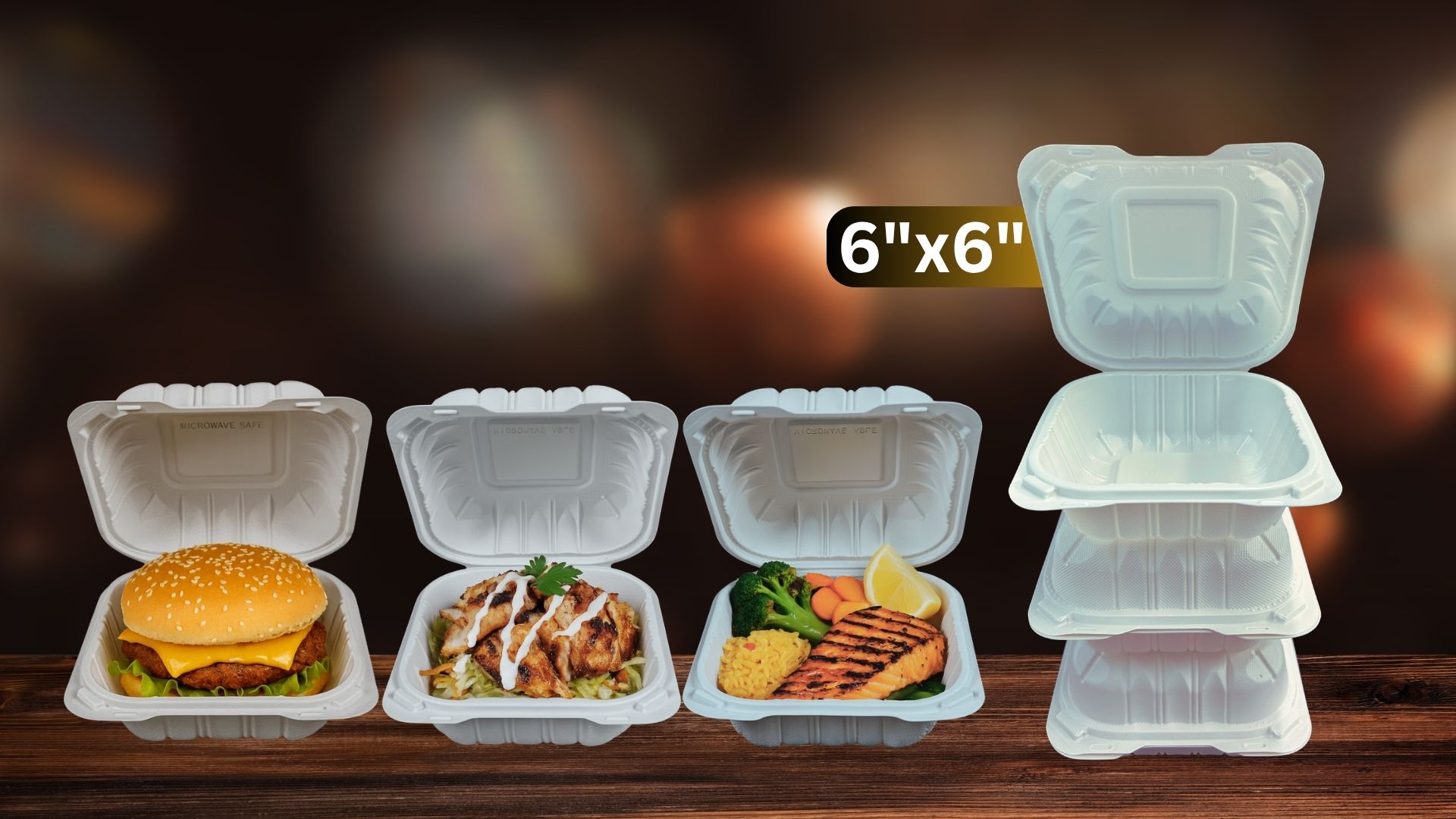 6x6 MFPP Takeout Containers 1 Compartment Dual Lock