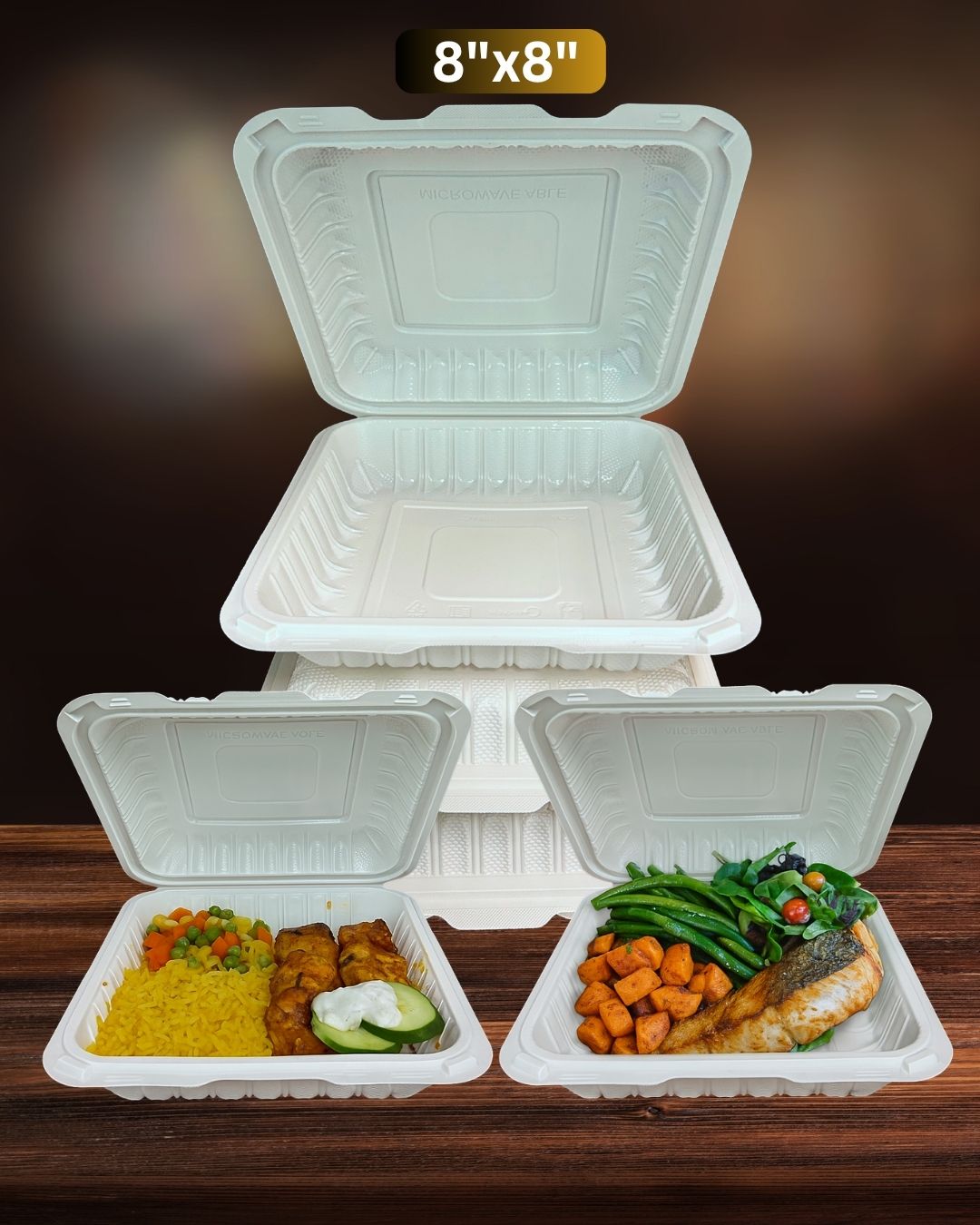 8x8 MFPP Takeout Containers 1 Compartment Dual Lock