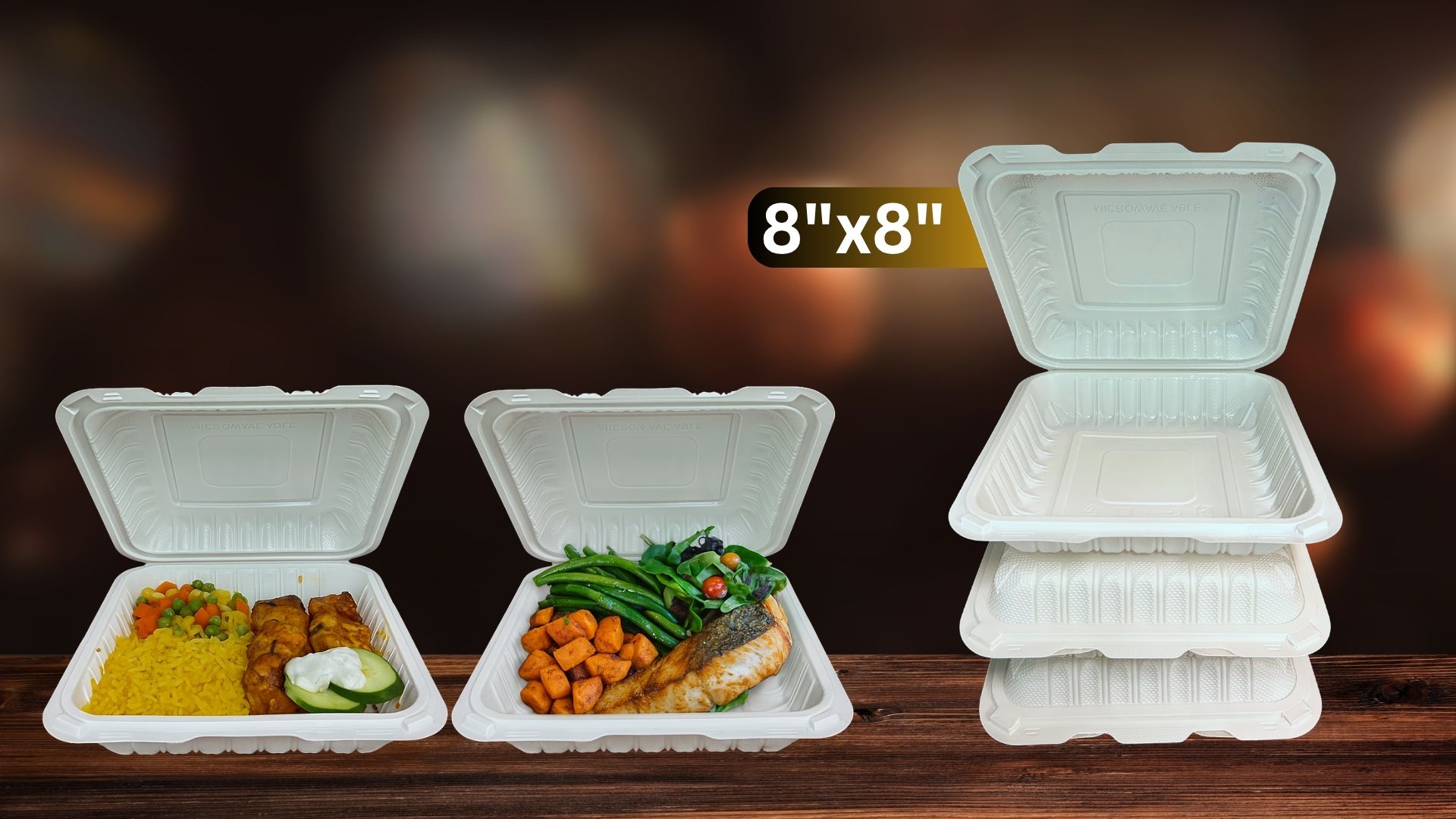 8x8 MFPP Takeout Containers 1 Compartment Dual Lock