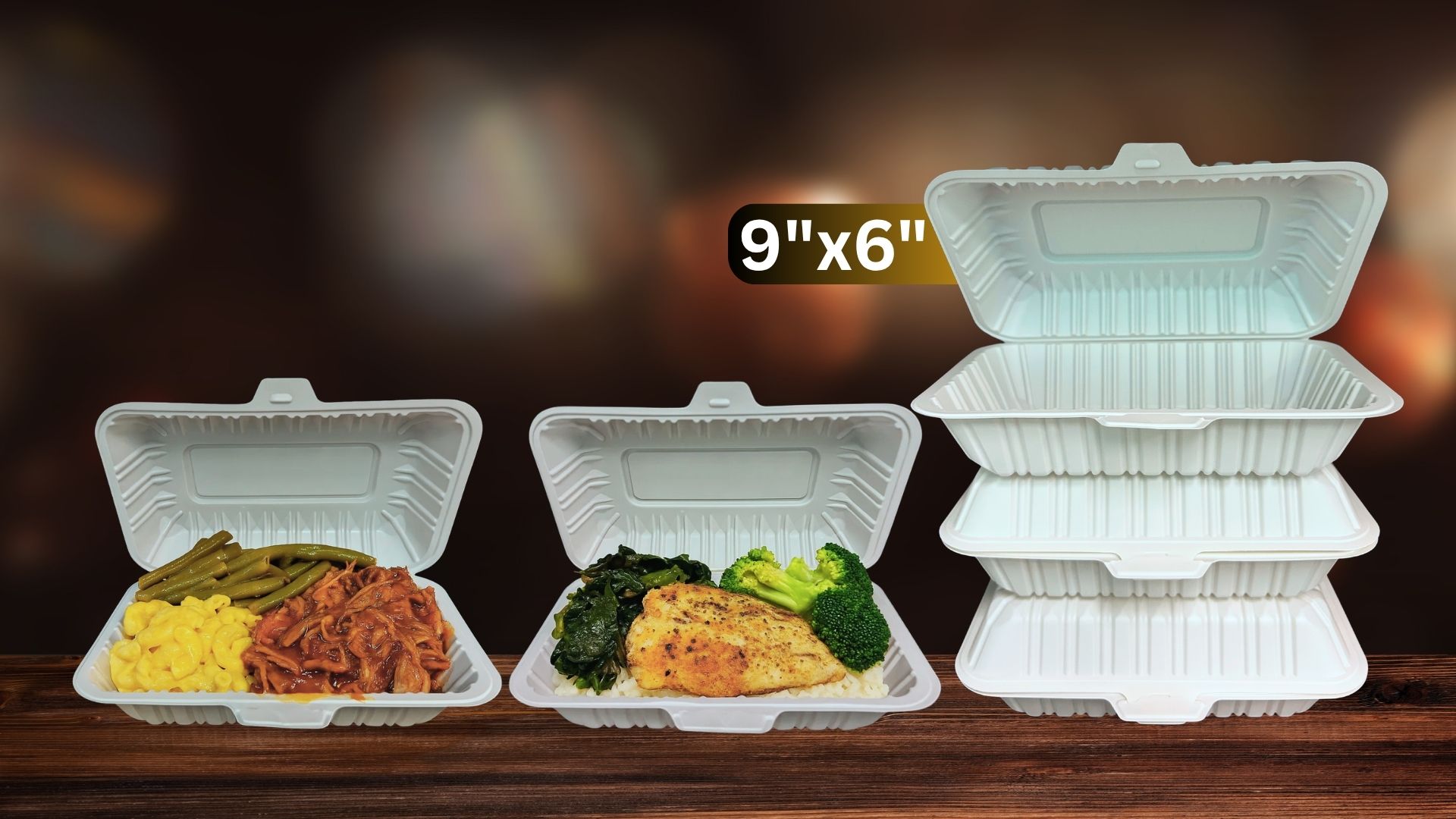 9x6 MFPP Takeout Containers 1 Compartment Center Lock