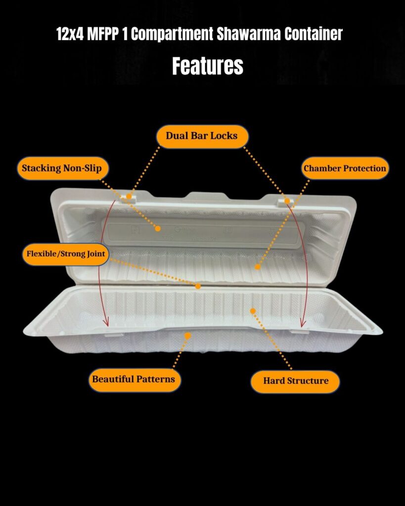 9x6 MFPP Takeout Containers 1 Compartment Center Lock