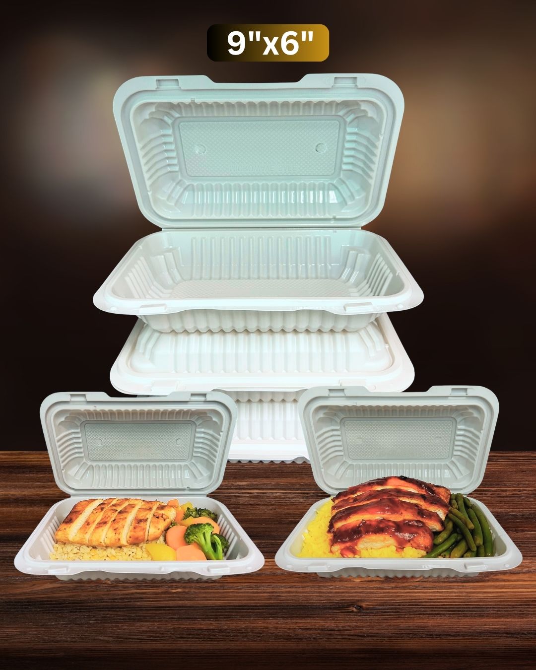 9x6 MFPP Takeout Containers 1 Compartment Dual Lock