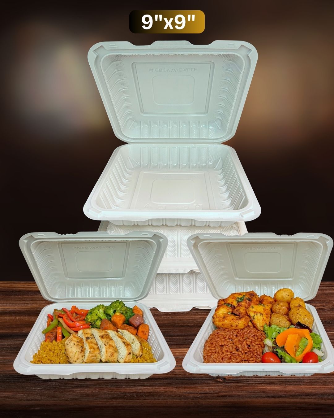 9x9 MFPP Takeout Containers 1 Compartment Dual Lock