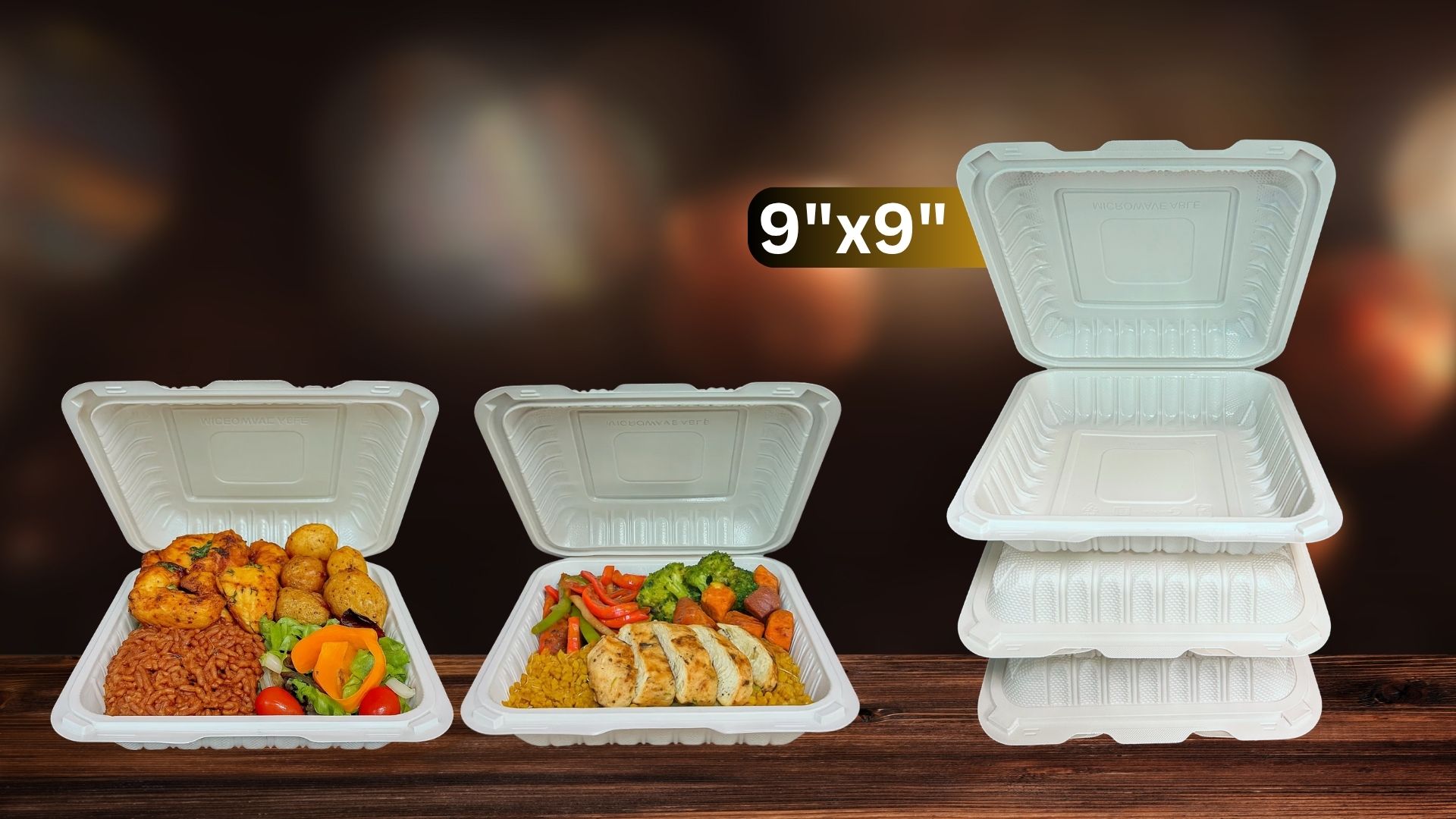 9x9 MFPP Takeout Containers 1 Compartment Dual Lock
