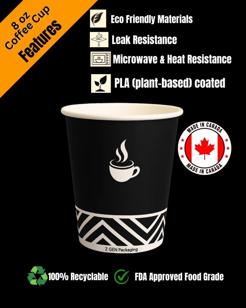 Features 8 oz coffee cup