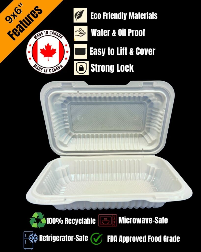 Features of 9x6 Dual lock MFPP Takeout Containers 1 Compartment Dual Lock