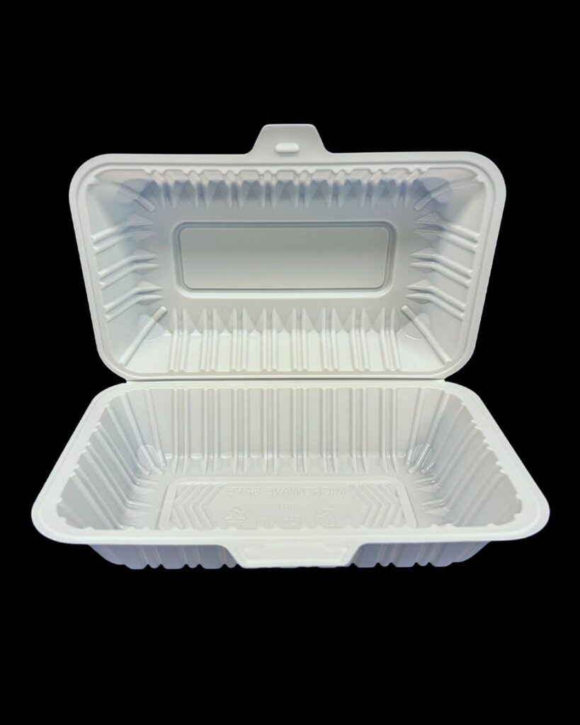 Features of 9x6 center lock MFPP Takeout Containers 1 Compartment