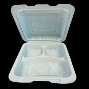 Size 9x9 3 compt MFPP Takeout Containers 1 Compartment Dual Lock