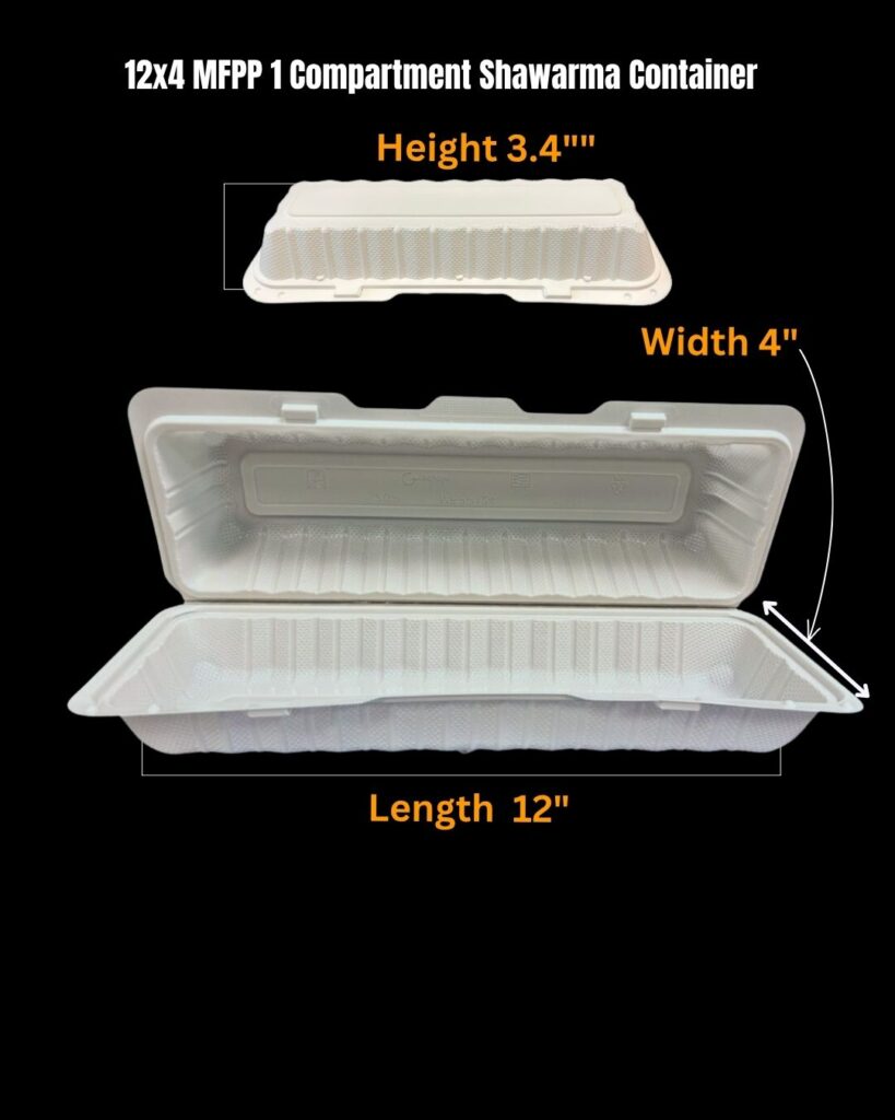 Size of 9x6 center lock MFPP Takeout Containers 1 Compartment